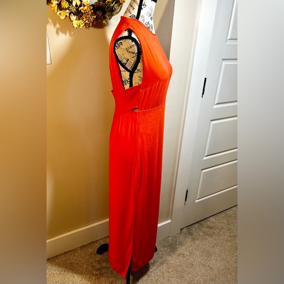 ALC High Side Slit  Sleeveless Midi  Sheath Dress in Vibrant Orange  Sz 4 - Picture 6 of 13